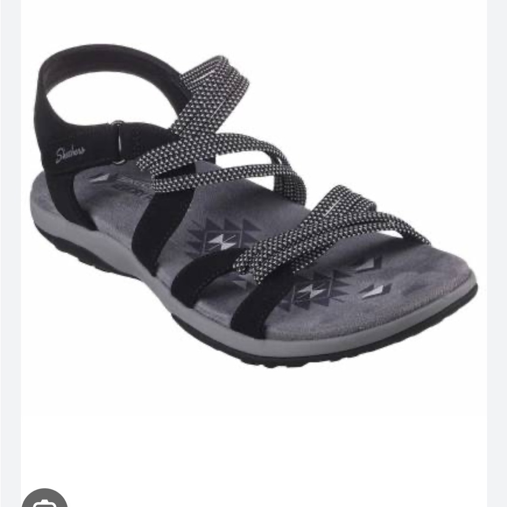 Skechers Women's Black and Gray Sandals